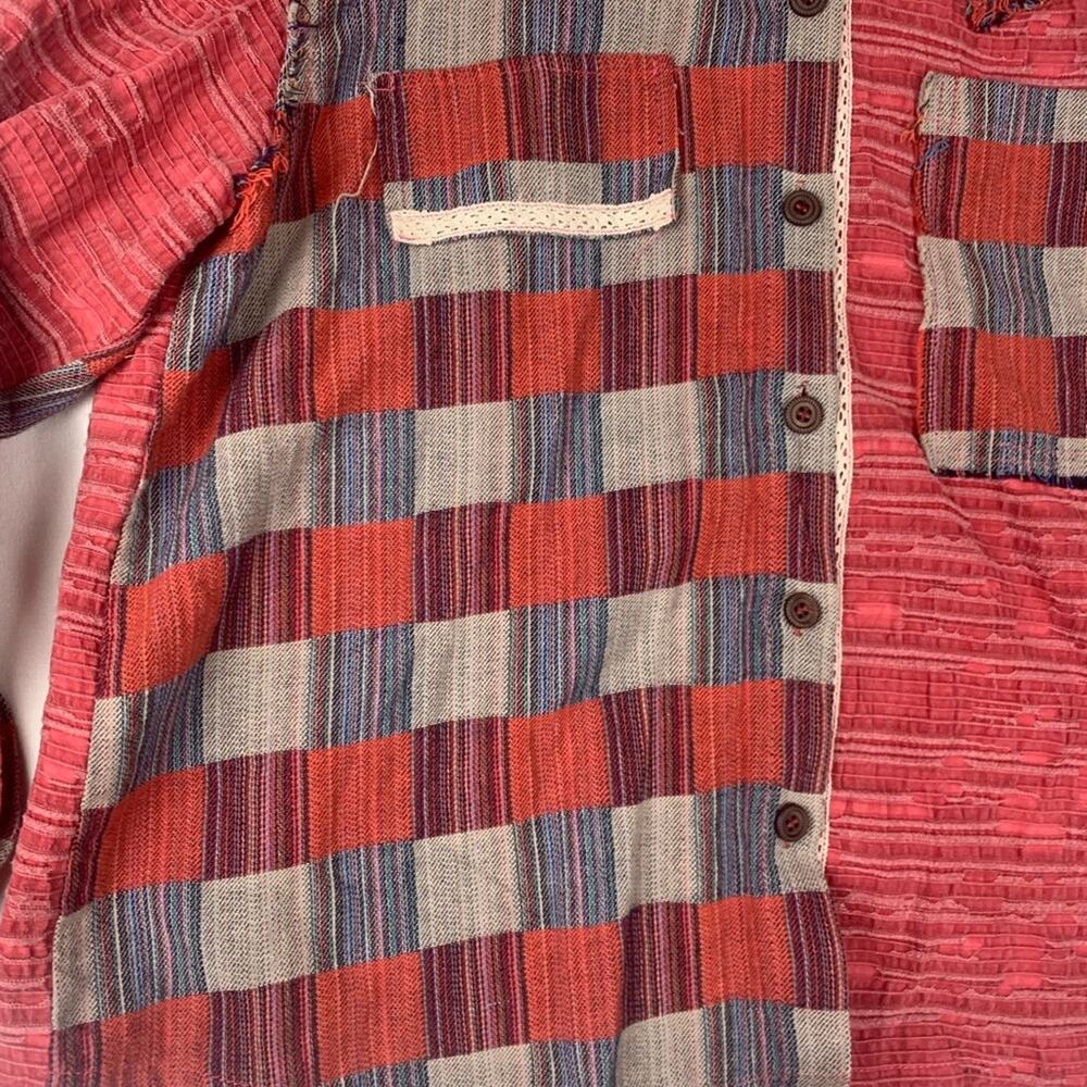 POL size small oversized patchwork button up shir… - image 5